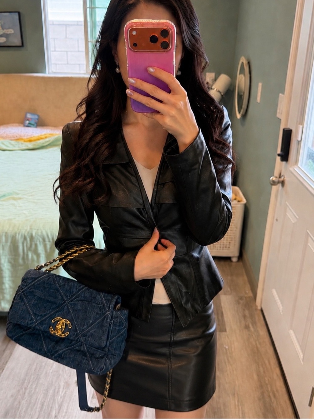 Vintage Genuine Lambskin Leather Jacket Soft Tailored Black Blazer Coat S - Picture 2 of 10